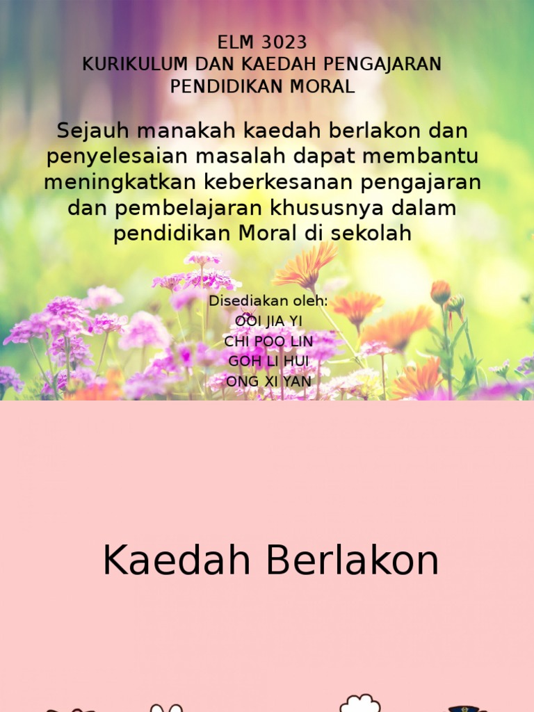 Kaedah Berlakon Dan Penyelesaian Masalah Dalam Pendidikan Moral