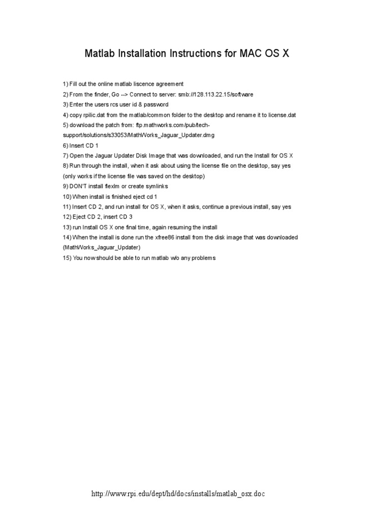 MATLAB Setup Guide for Mac Users | PDF
