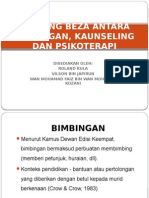 Banding Beza Antara Bimbingan, Kaunseling Dan Psikoterapi