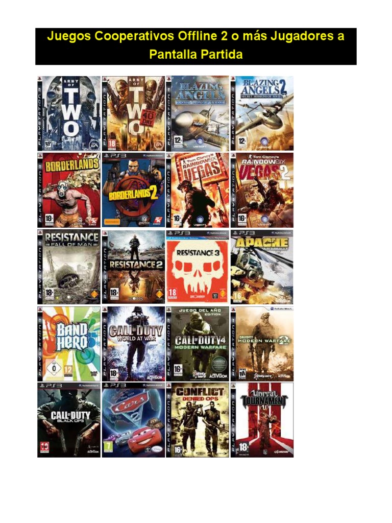 Juegos Ps3 Cooperativos Offline 2 O Mas Jugadores A Pantalla Partida Juego De Azar Ocio