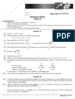 Final Exam (Maths) Class - 11: Student ID: Paper Code: MF/A/M/XI/10