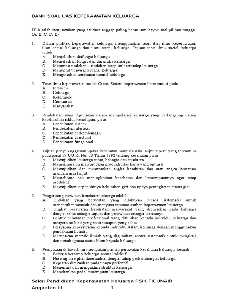 Soal Tes Keperawatan Dasar Jejak Pelajar