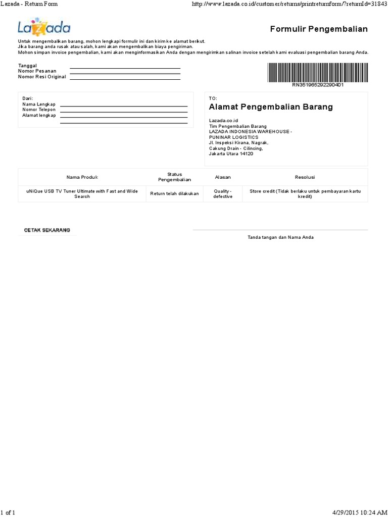 Lazada Return Form Printable Printable Forms Free Online