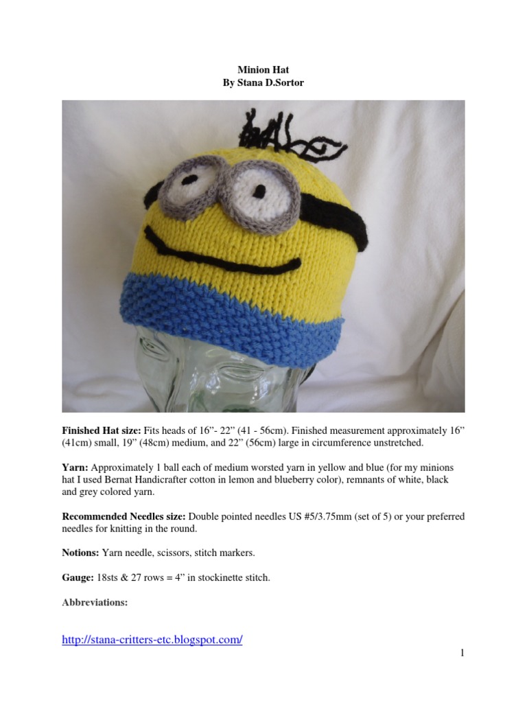 Minion Hat Knitting Pattern TUTORIAL – Crochet Minion Hat