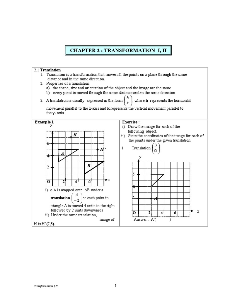 Understanding Translation in Geometry | PDF | Cartesian Coordinate ...