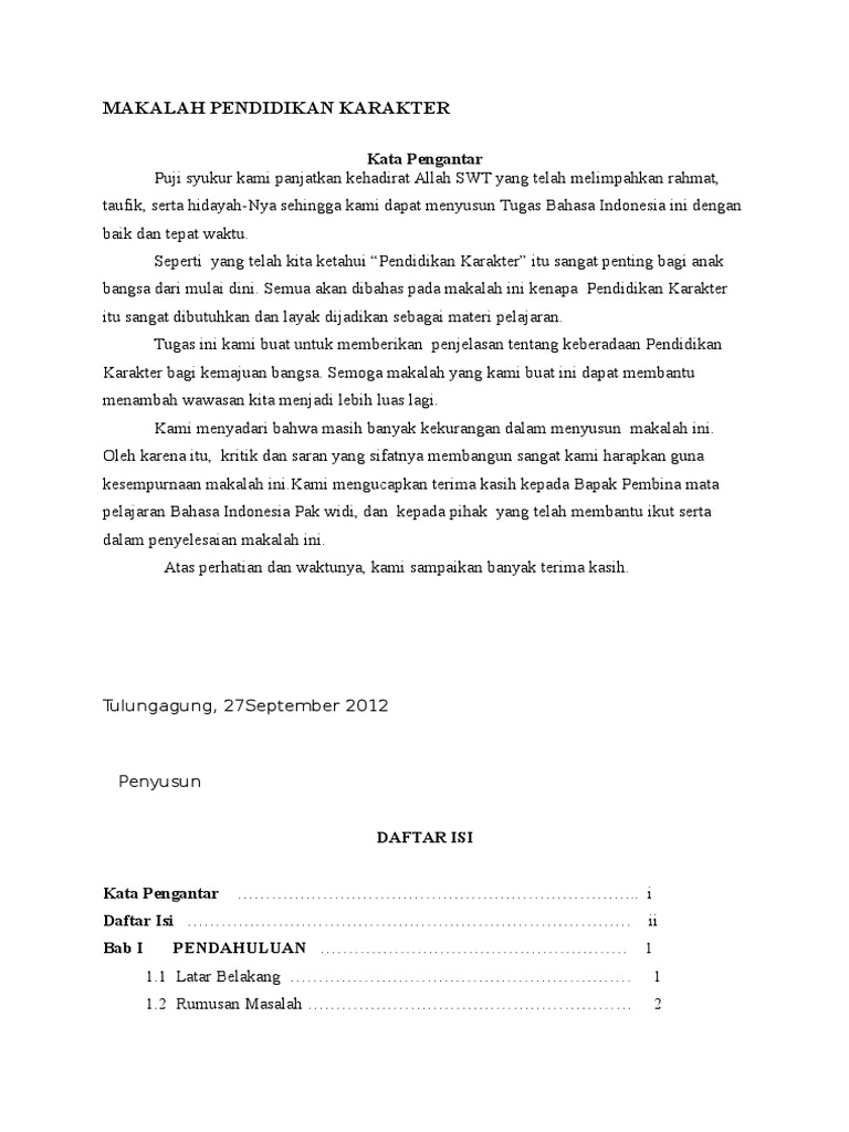 Makalah Pendidikan Karakter Doc