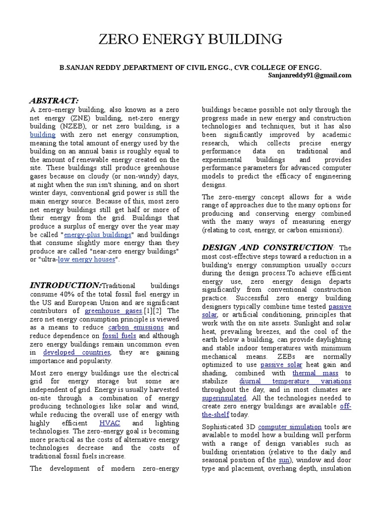 Zero Energy Building | PDF | Solar Energy | Photovoltaics
