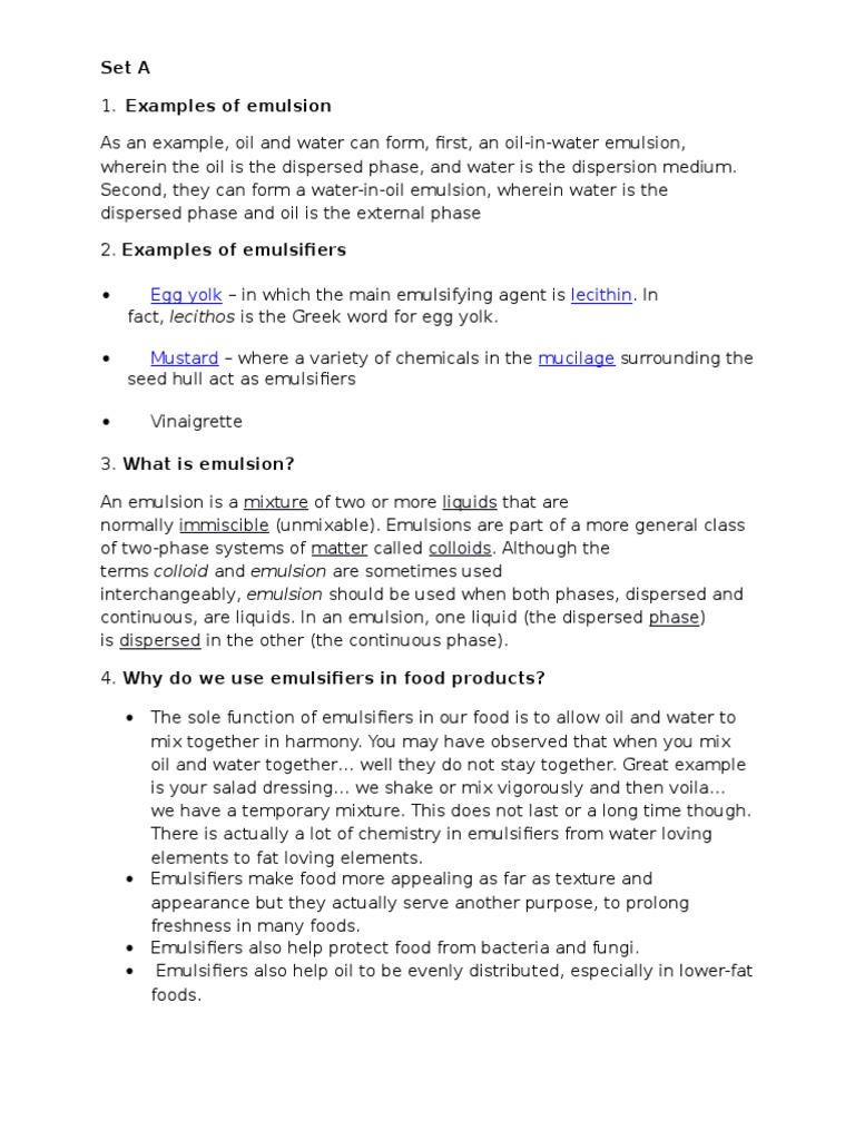 Egg Yolk Lecithin Set A Download Free PDF Emulsion Chemical Polarity
