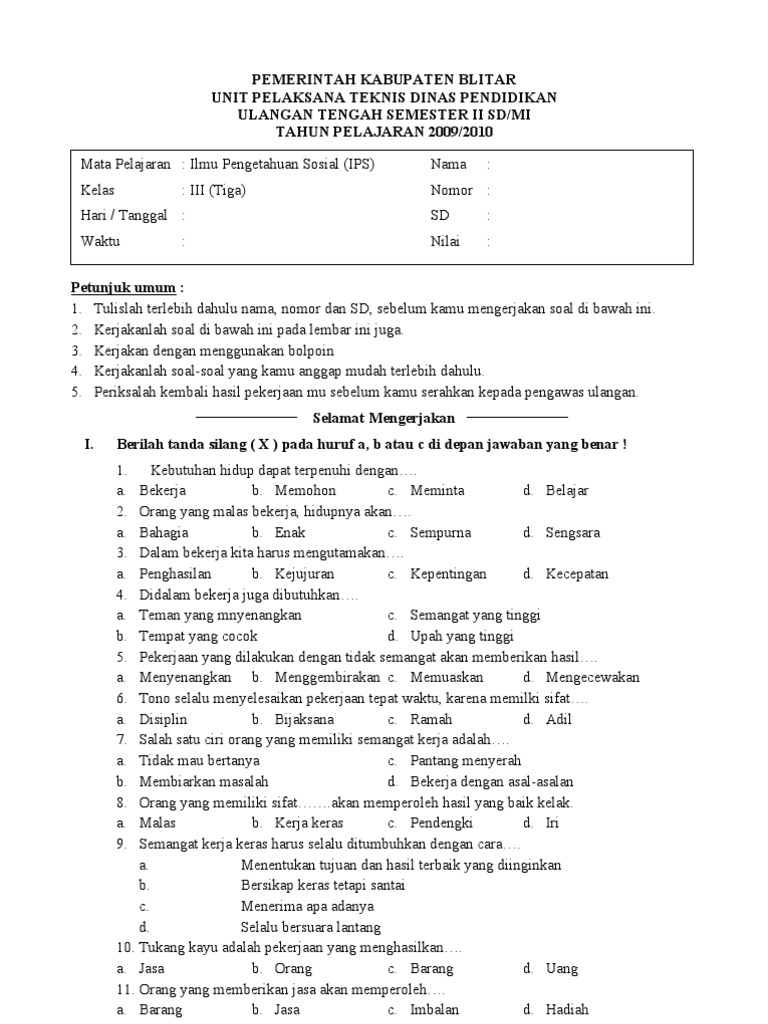 Soal IPS Kelas 3 PDF