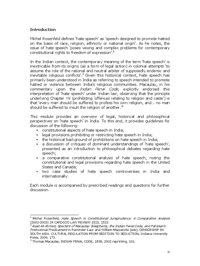 Overview of Hate Speech in India | PDF