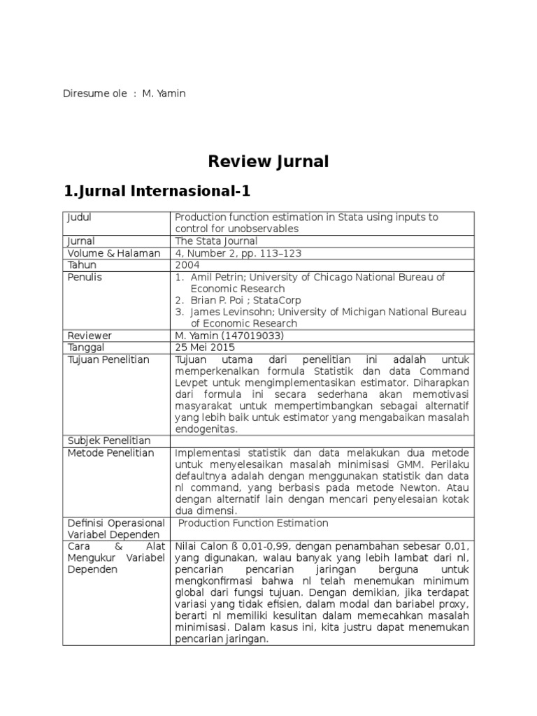 Review Jurnal Ekonomi Pdf