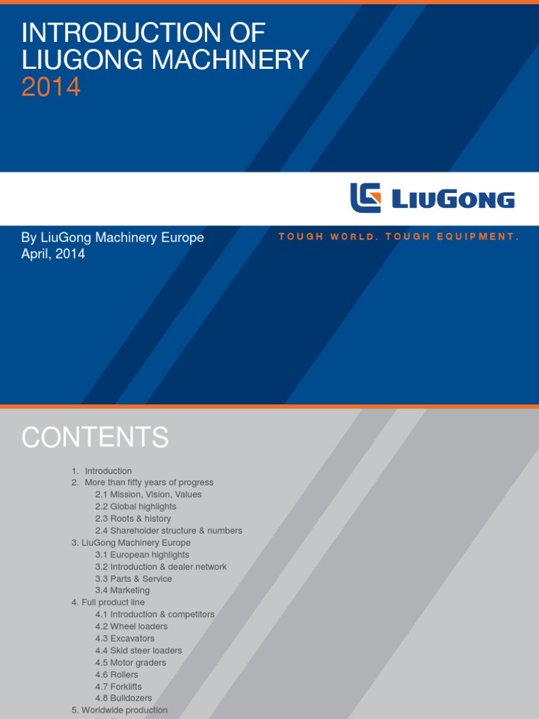 CorporCorporate Presentation Liugong Machinery Europe 2014ate Presentation  Liugong Machinery Europe 2014 | Construction Equipment | Industrial  Equipment