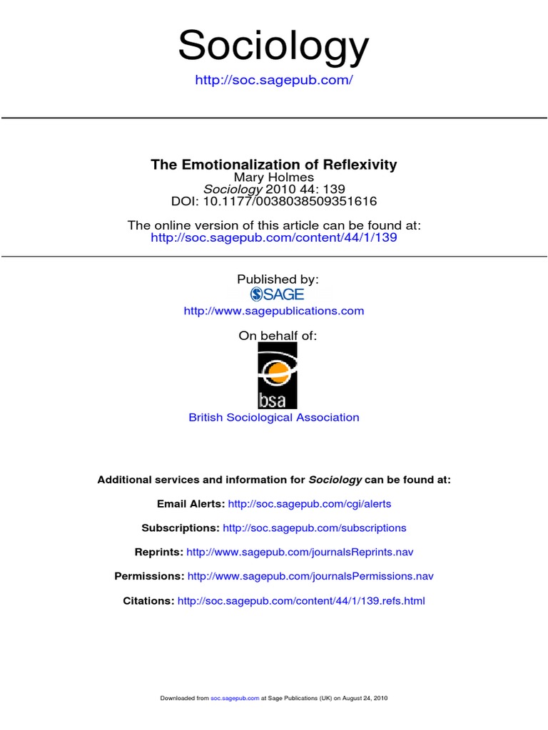 Reflexividad y Emociones | PDF | Reflexivity (Social Theory) | Emotions