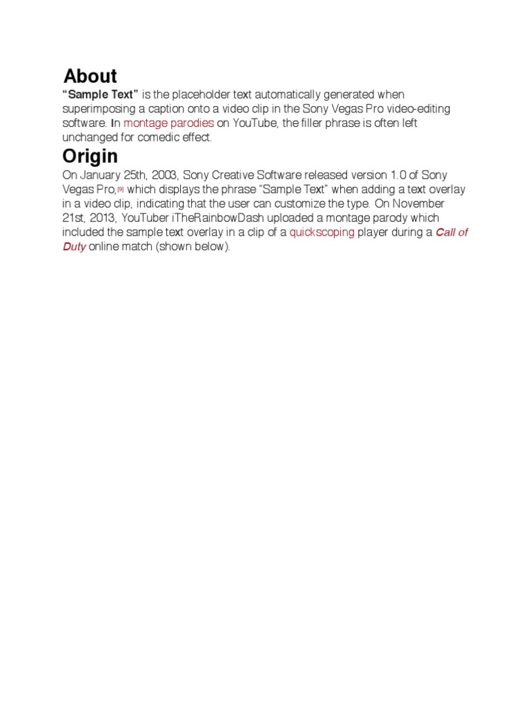 Essay On Sample Text | PDF