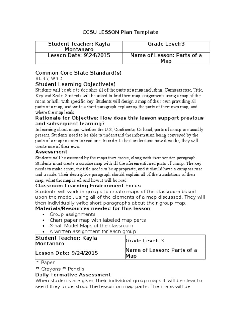 Parts of a Map Lesson Plan for 3rd Grade | PDF