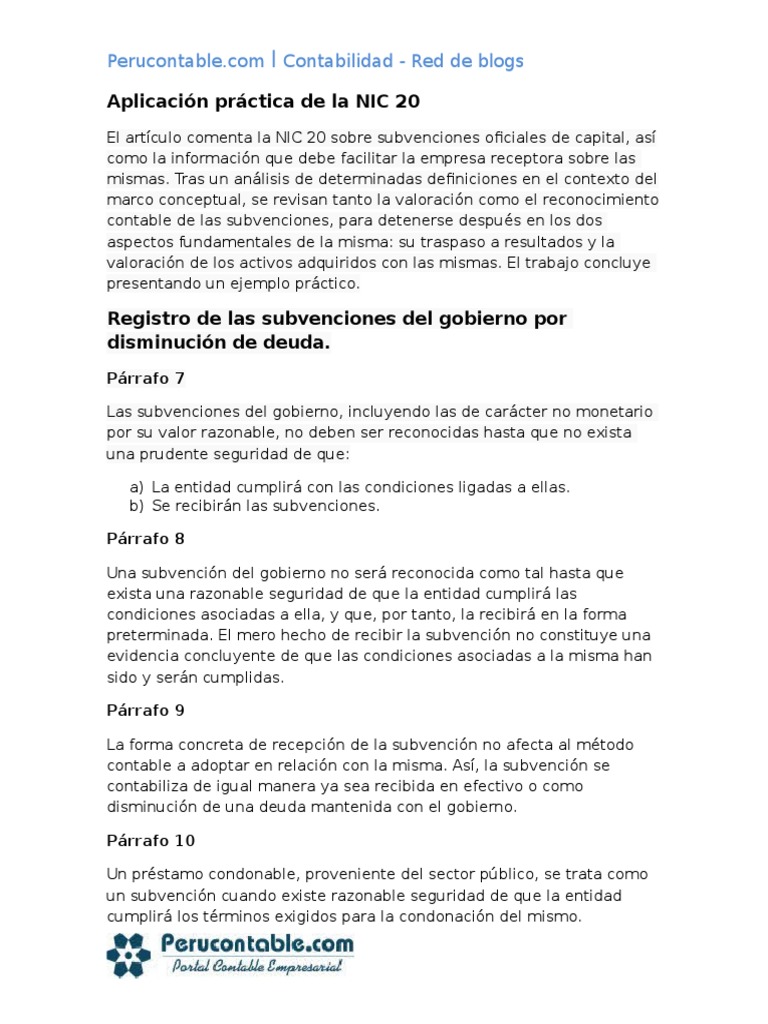 Aplicación Práctica de La NIC 20 | PDF | Depreciación | Amortización ...