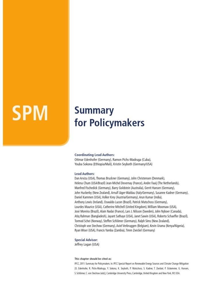 Summary For Policymakers Pdf Solar Energy Biomass
