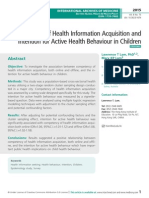 Competency of health information acquisition and intention for active health behaviour in Children