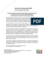 Boletín 045_ Secretaría Departamental de Salud Adelanta Acciones Para La Atención de Los Usuarios de La EPS CAPRECOM