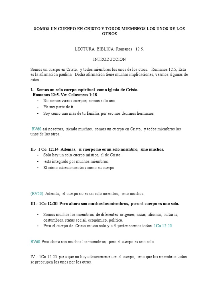 Somos un solo cuerpo en Cristo | PDF | Cuerpo de Cristo | Cristo (título)