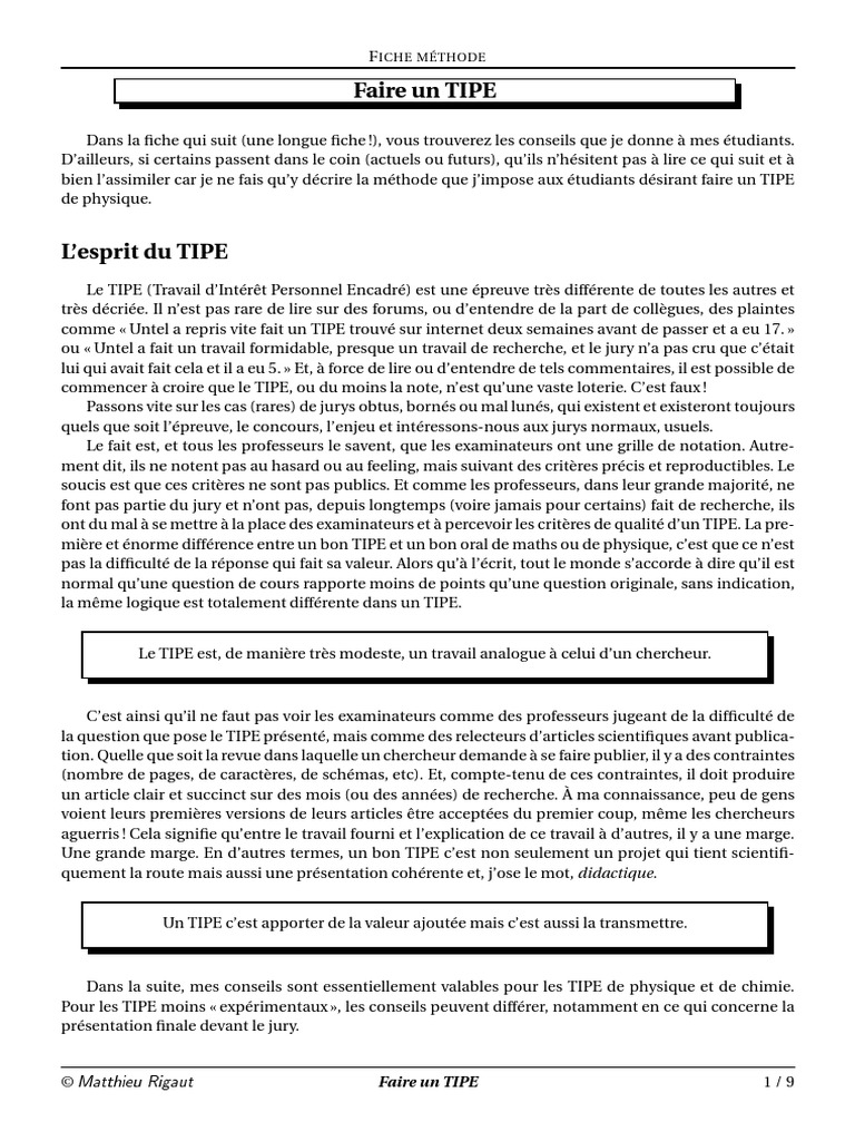 Faire Un TIPE PDF Expérience Méthode scientifique — free download