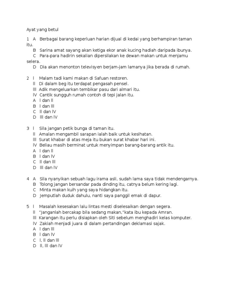 Ayat Yang Betul Upsr Pdf