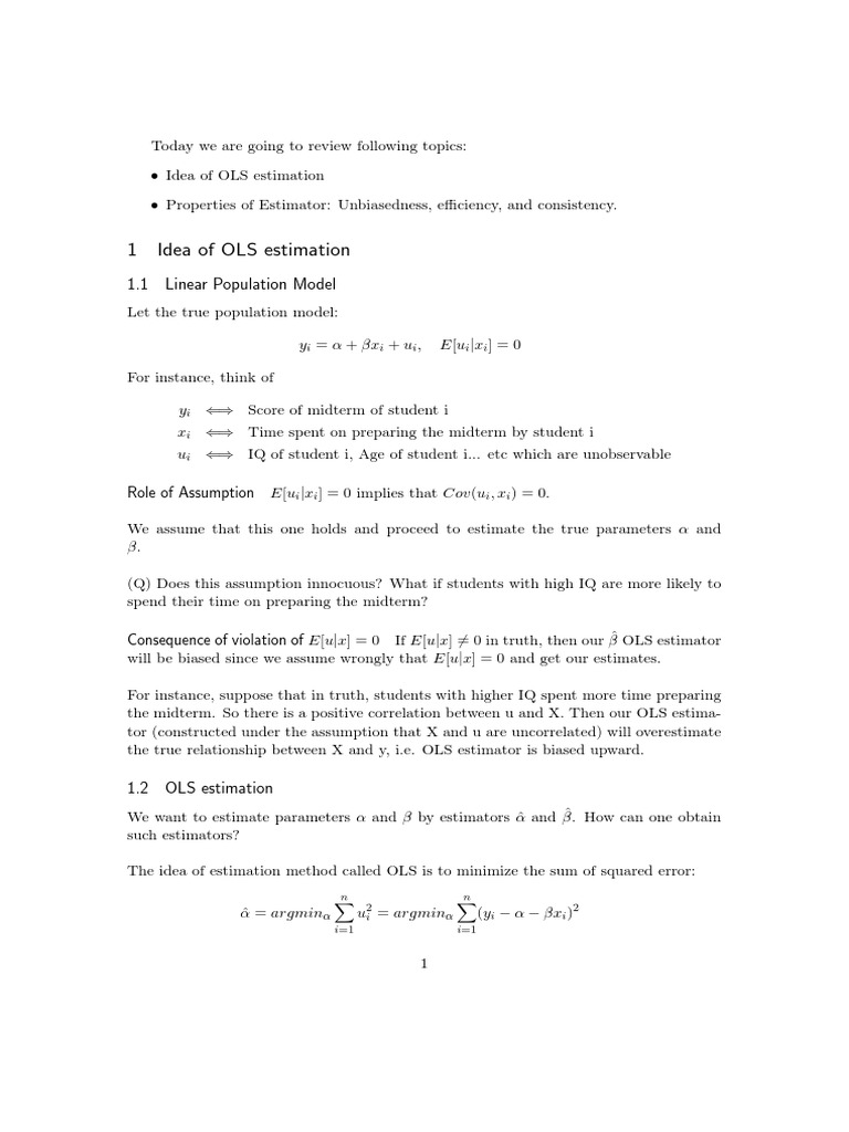 Understanding OLS Estimation Basics | PDF