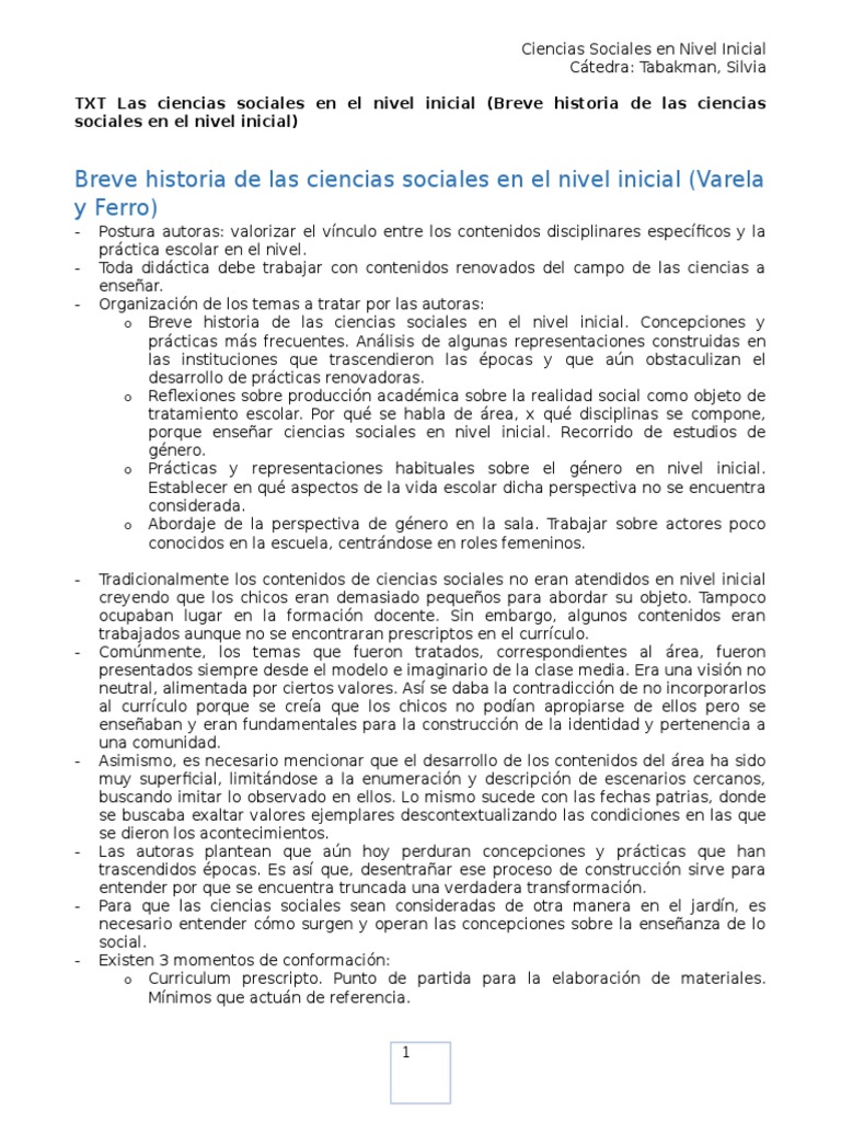 Didáctica de Ciencias Sociales Inicial | PDF | Plan de estudios ...