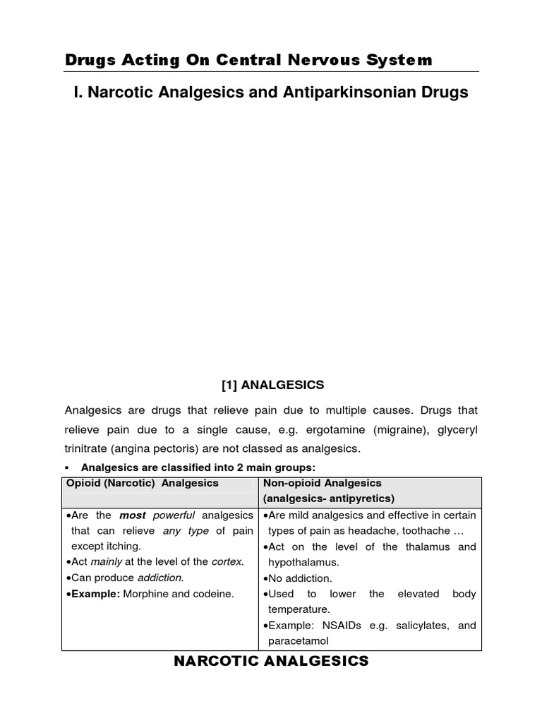 Drugs Acting On Central Nervous System | PDF