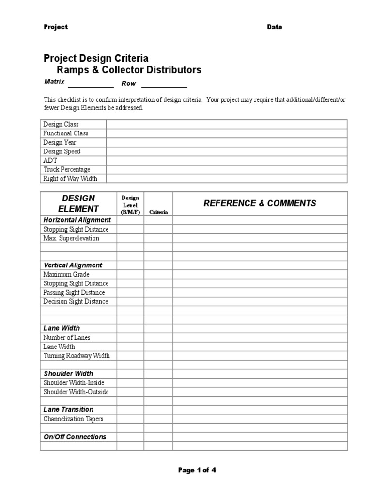 Design Criteria Checklist for Projects | PDF