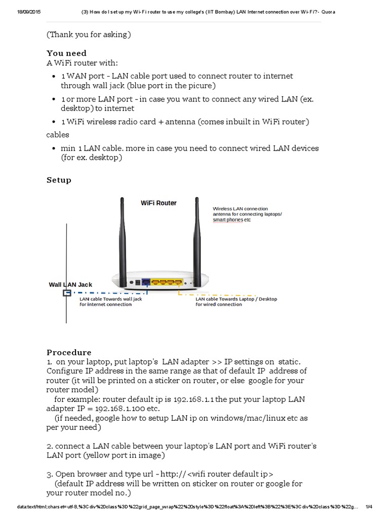 Setting Up IIT Bombay Wi-Fi Router | PDF | Wi Fi | Router (Computing)