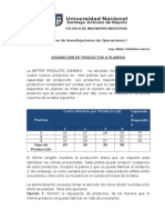 Problema Propuesto Transporte y Asignación