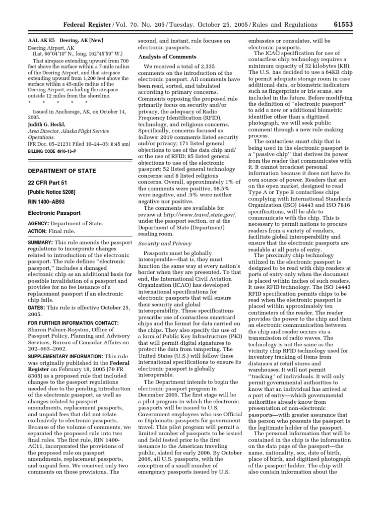 Rule: Passports: Electronic Passport Definitions, Validity, Replacement