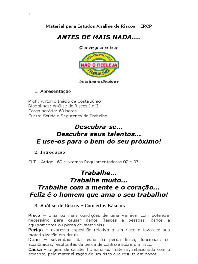 Análise de Riscos em Segurança do Trabalho | PDF | Humano | Comunicação