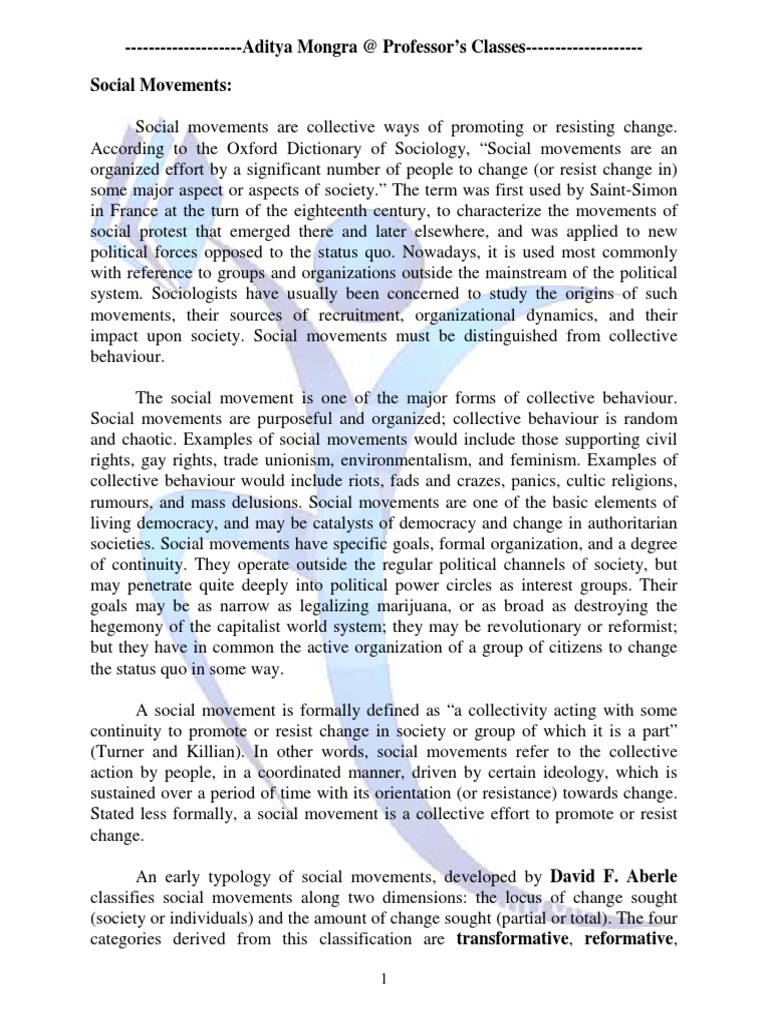 Understanding Social Movements Theory | PDF | Social Movements ...