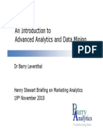 An Introduction to Advanced Analytics and Data Mining