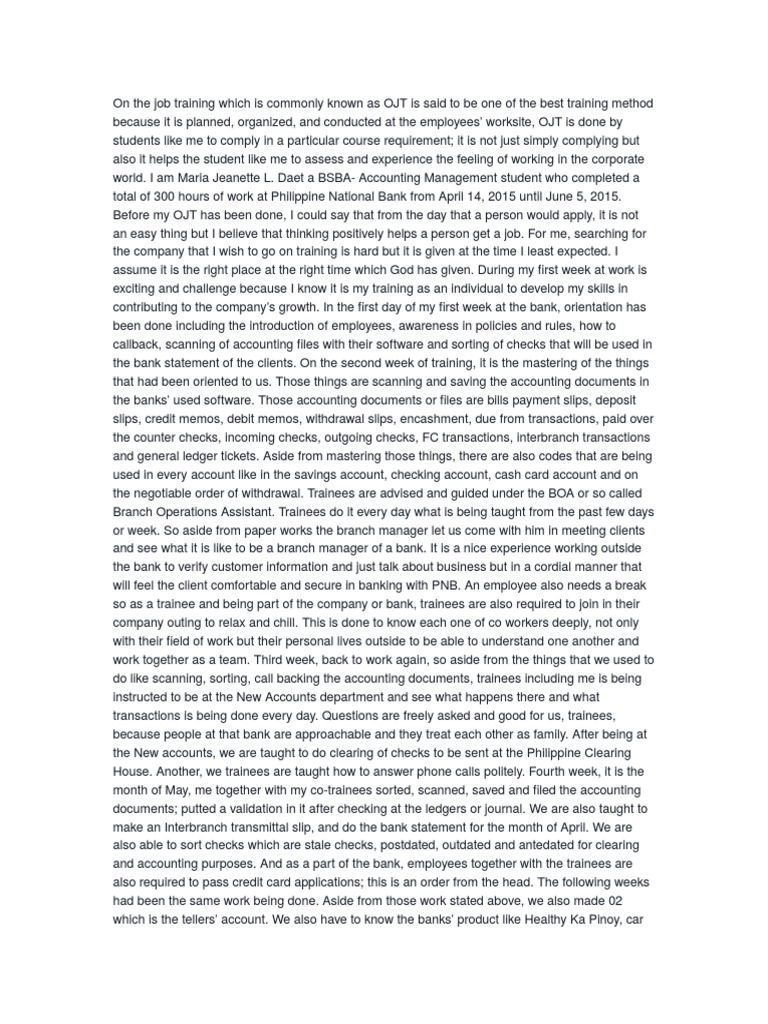 Narrative Report | PDF | Cheque | Debits And Credits