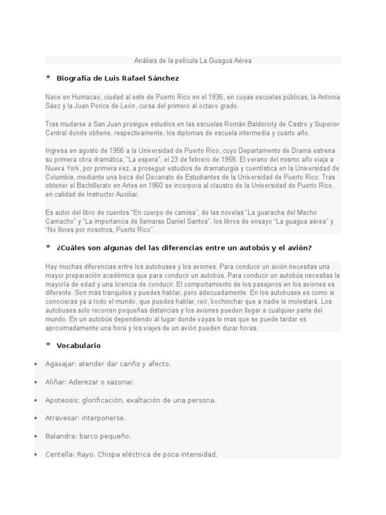 Análisis de La Película La Guagua Aérea