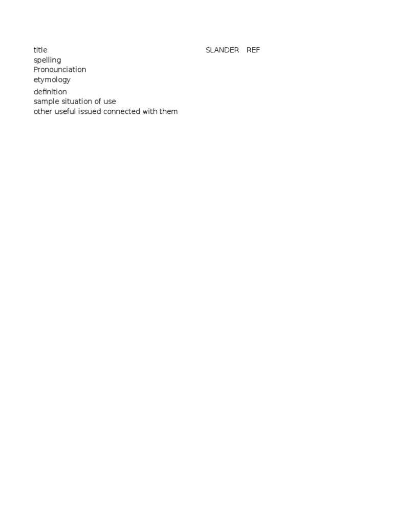 Etymology of Slander | PDF | Foreign Language Studies | Religion ...