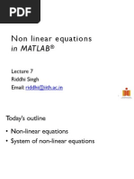 Non Linear Equations: in Matlab