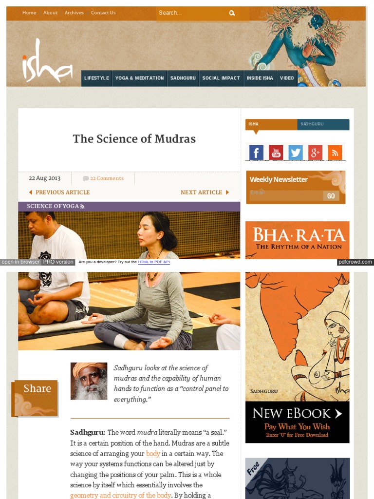 WWW Ishafoundation Science of Mudra | PDF | Nondualism | Hindu ...