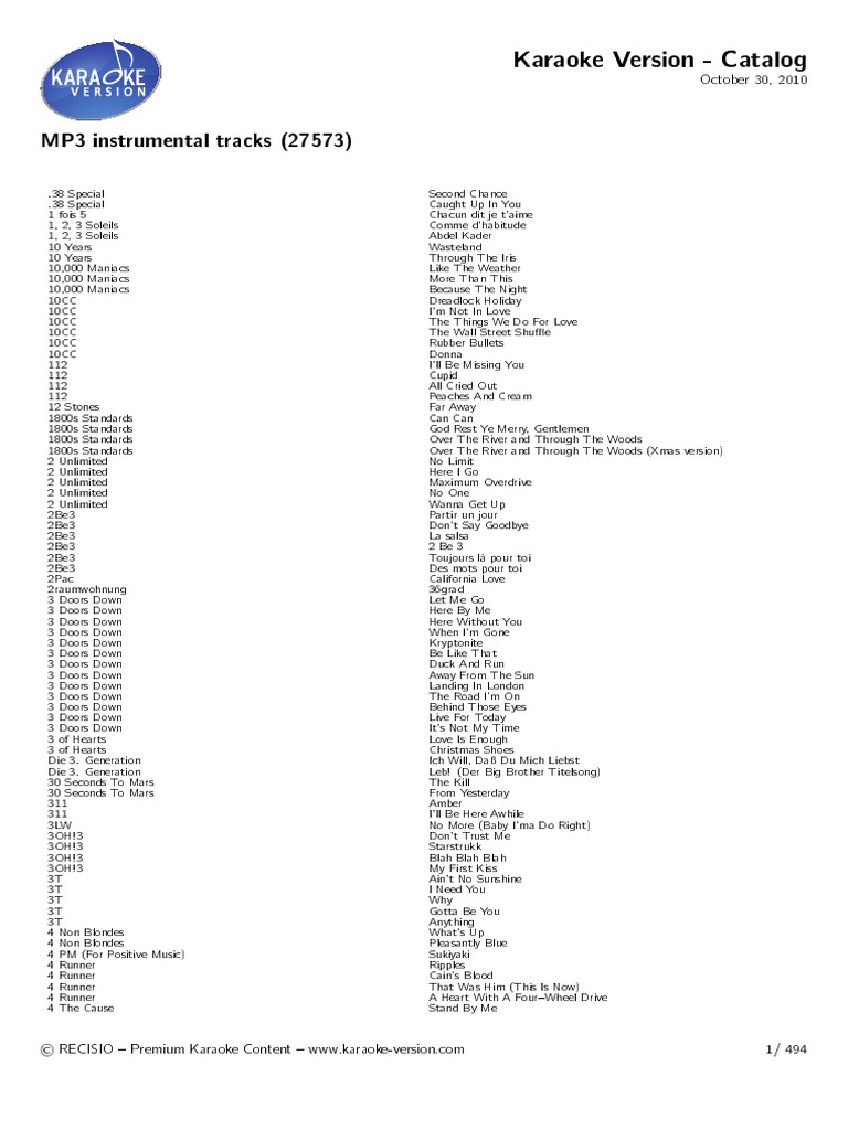 Karaokeversion Catalog PDF Adele