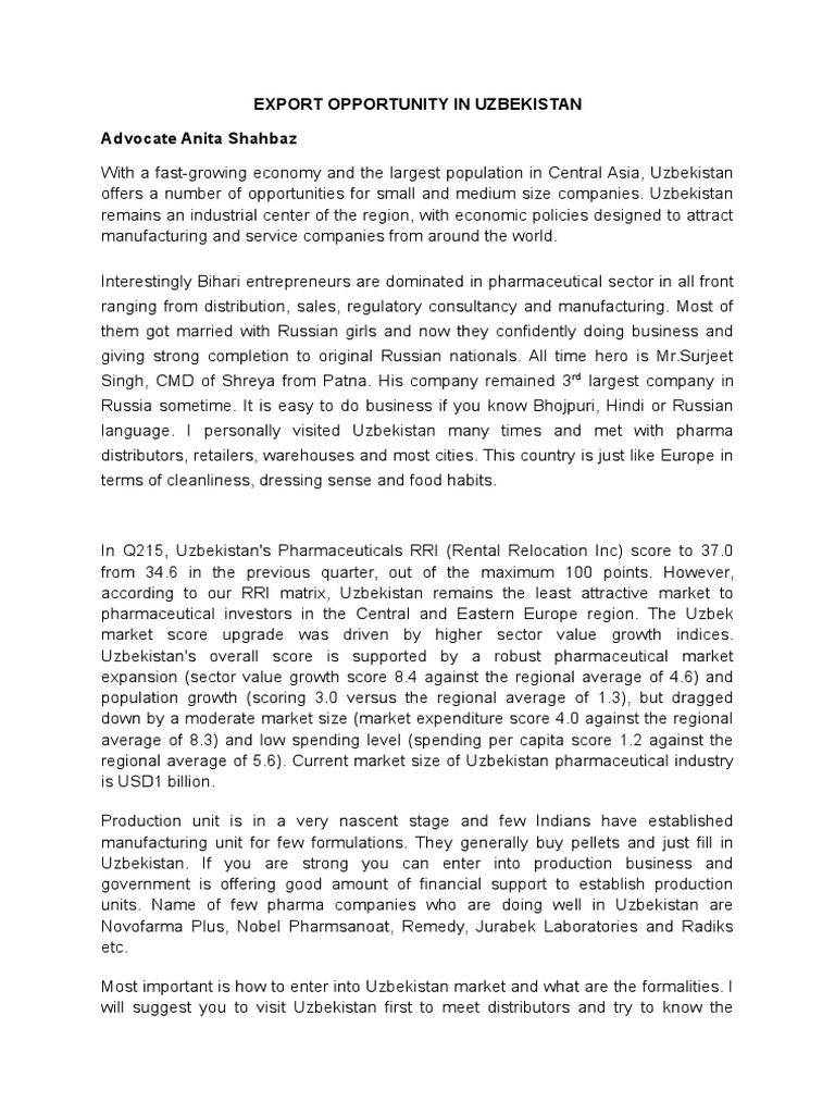 Export Opportunity In Ukraine | PDF | Central Asia.
