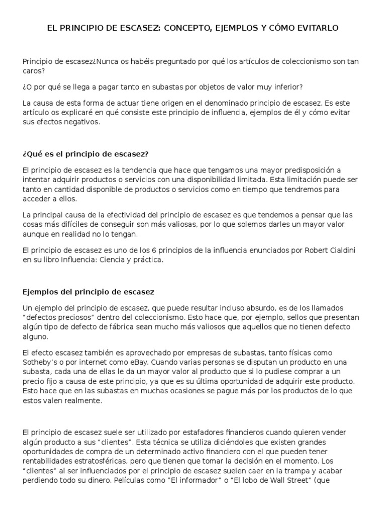 El Principio de Escasez Bienes Microeconomía