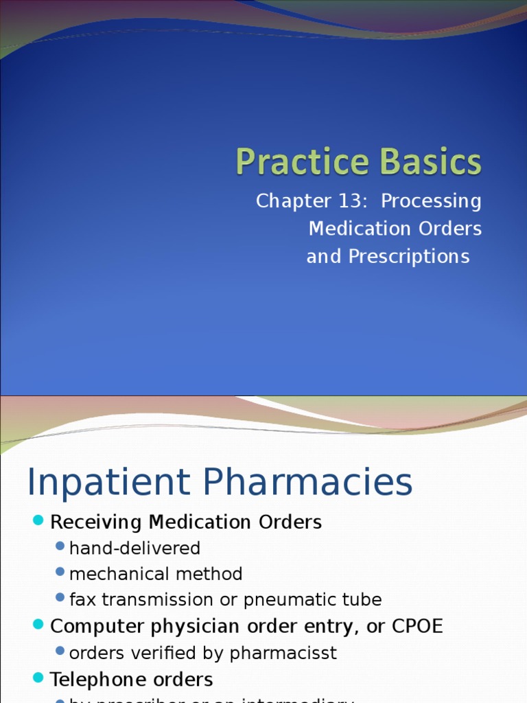 Inpatient Prescription Processing Steps | PDF | Medical Prescription ...
