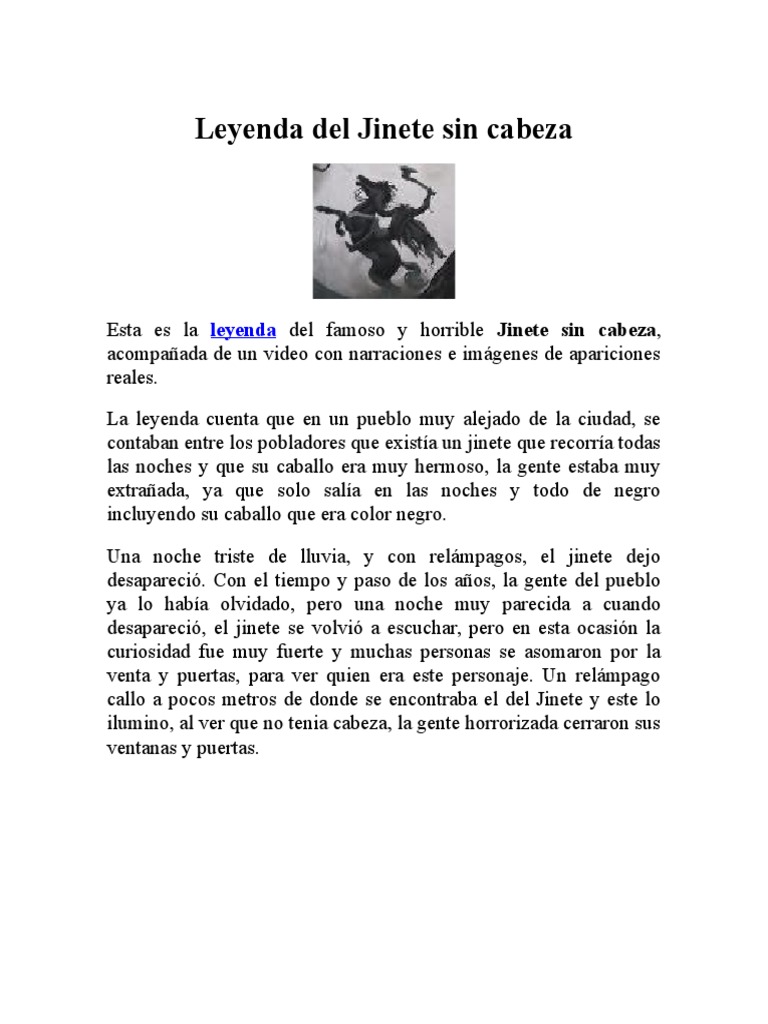 Leyenda Del Jinete Sin Cabeza | PDF