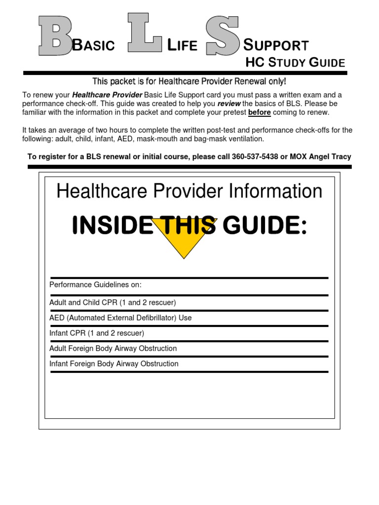 BLS Study Guide Cardiopulmonary Resuscitation Medical Specialties