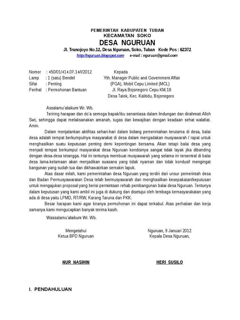 Contoh Proposal Desa