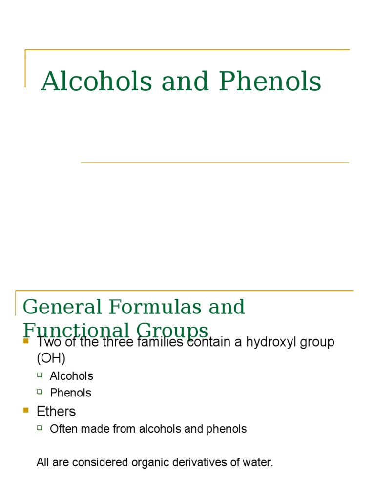 Alcohols, Phenols, And Ethers. Alcohol Ethanol