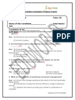 Documentation Assistant (Theory Exam) : Signature of The Candidate